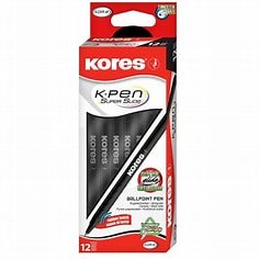 CAJA DE BOLIGRAFOS NEGROS KORES 12UNID