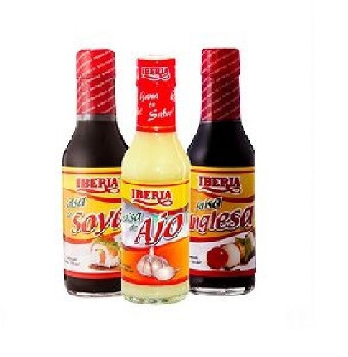 Salsas iberia en combo Soya, inglesa y ajo 150cc