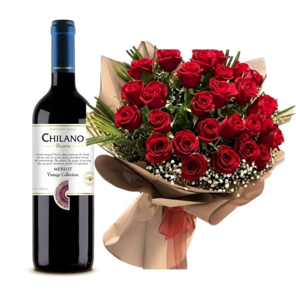 RAMO DE ROSAS Y VINO