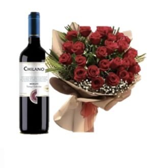 RAMO DE ROSAS Y VINO